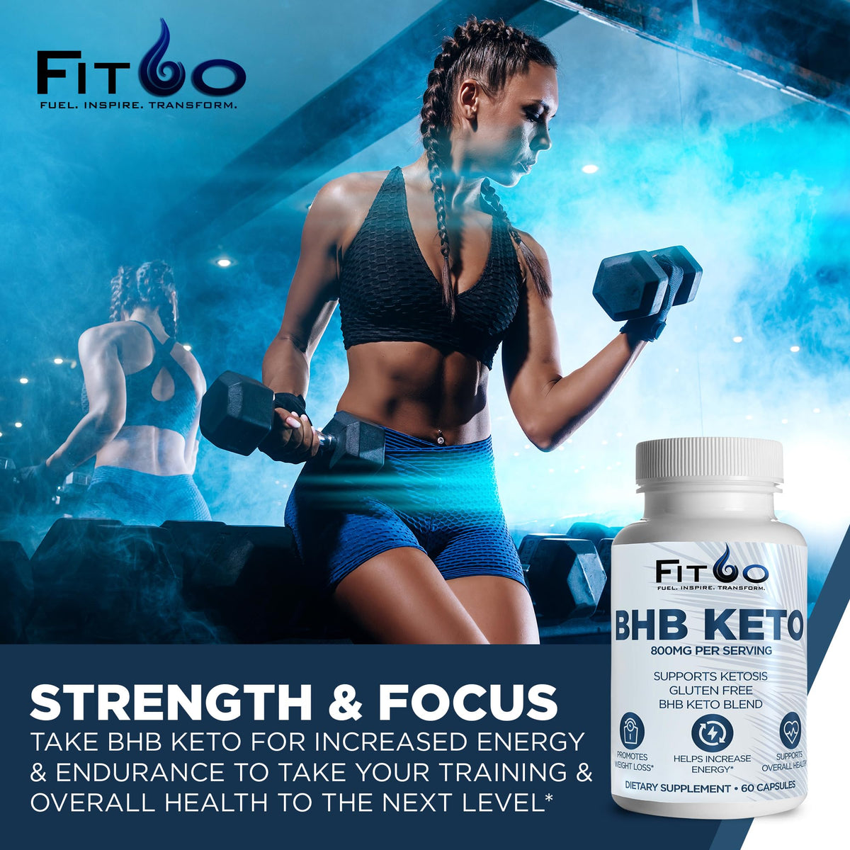 FIT60 Keto Diet Pills for Men & Women - Boost Energy and Mental Clarity for Enhanced Focus