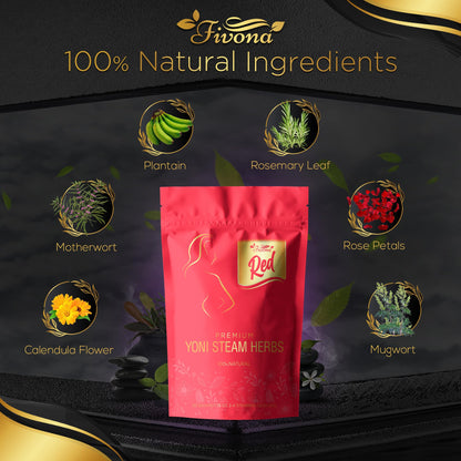 Fivona 4-in-1 Feminine Care Kit, Yoni Oil, Yoni Soap, Yoni Steaming Pot and Red Premium V Steam Herbs