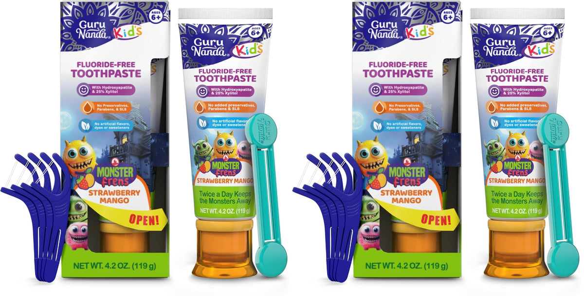 GuruNanda Kids Toothpaste, Strawberry Mango, SLS & Fluoride Free, 4.2 oz