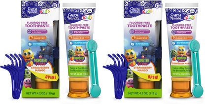 GuruNanda Kids Toothpaste, Strawberry Mango, SLS & Fluoride Free, 4.2 oz