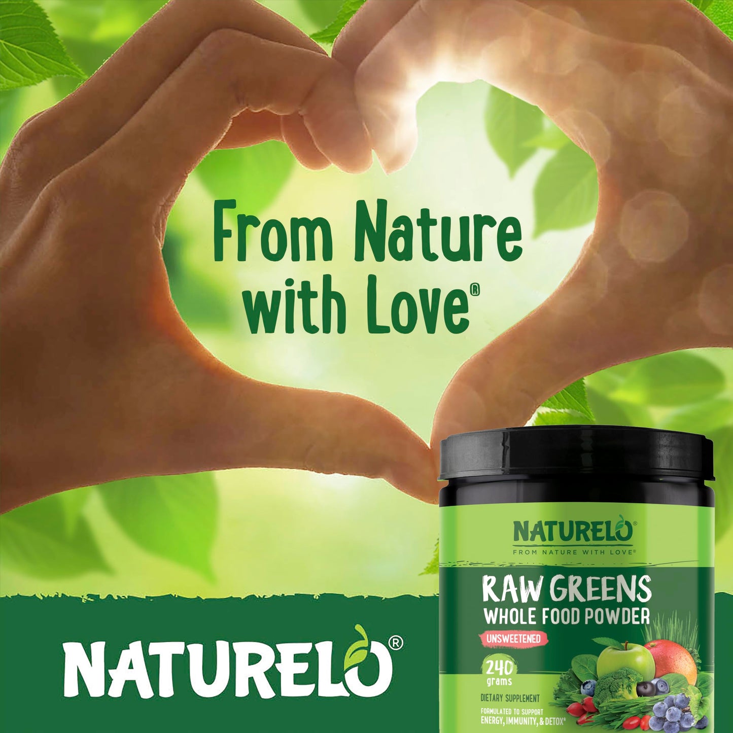 NATURELO Raw Greens Superfood Powder 480 Grams, Mixed Berry - Supports Energy, Immunity and Detox - Includes Spirulina, Wheat Grass and Organic Greens for Whole Food Nutrition