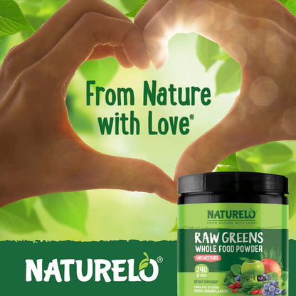 NATURELO Raw Greens Superfood Powder 480 Grams, Mixed Berry - Supports Energy, Immunity and Detox - Includes Spirulina, Wheat Grass and Organic Greens for Whole Food Nutrition