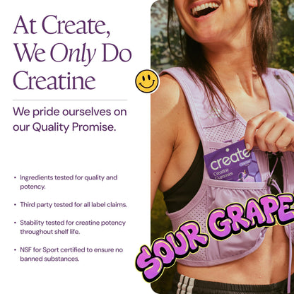 Create Creatine Gummies – Single-Serve Packs – 30ct – Variety Pack | NSF Certified for Sport – Made with Creatine Monohydrate, Vegan & Gluten-Free, Anti-Melting Formula, 3 Gummies per Pack