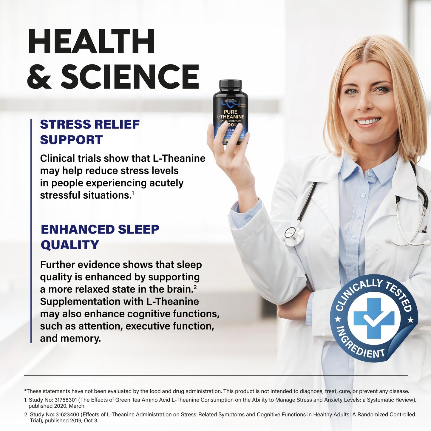 L Theanine 400 mg | L-Theanine Stress Relief | Extra Strength Supplement | Lab Tested | Relaxation, Sleep & Calm Support | For Men & Women | Plant Based, Non-GMO & Gluten-Free | 120 Vegan Capsules