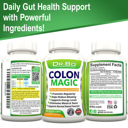 Colon Cleanse Detox Formula - Natural Bowel Cleanser Pills for Intestinal Bloating & Fast Digestive Cleansing - Daily Constipation Relief Supplement Gut, Belly, Stomach - Women Men Herbal Weight Flush