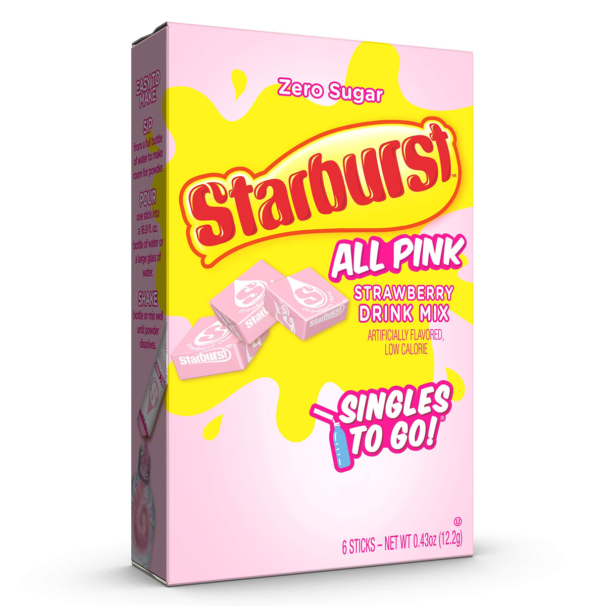 Starburst Cherry Singles To Go Sugar Free Drink Mix Packets - Pack of 6
