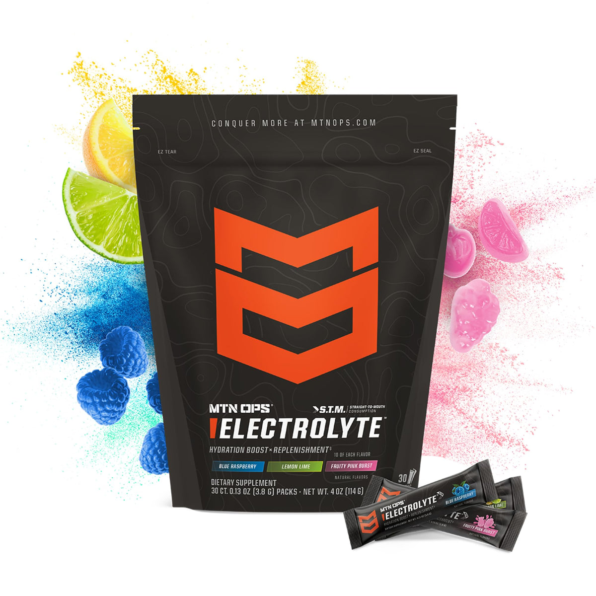 MTN OPS Hydrate Sugar Free Electrolyte Packets, Mango Peach