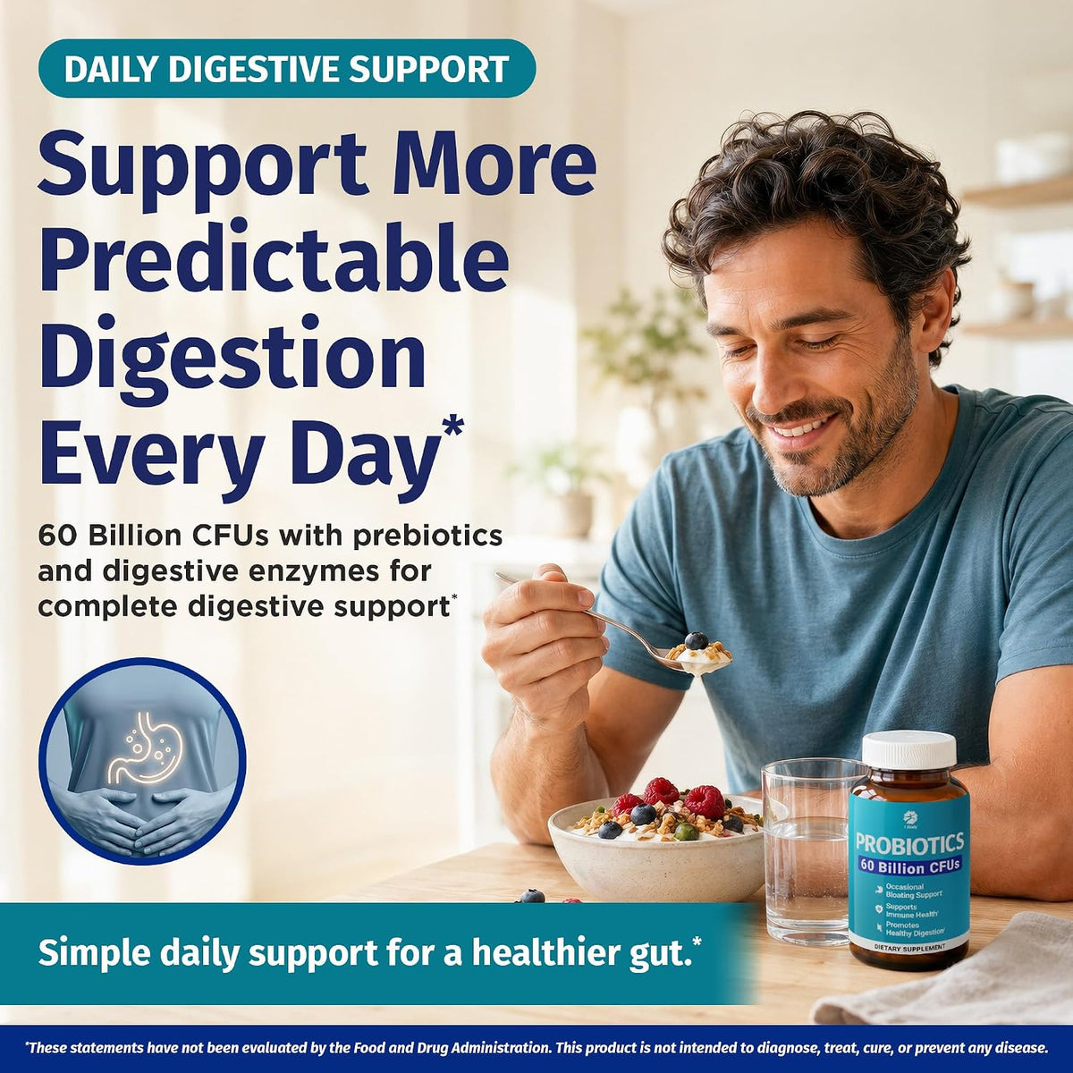 1 Body Probiotic 60 Billion with Prebiotics & Enzymes, 60 Vegan Caps