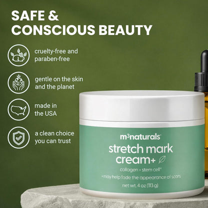 M3 Stretch Mark Cream for Pregnancy, with Collagen and Stem Cell, 4 oz