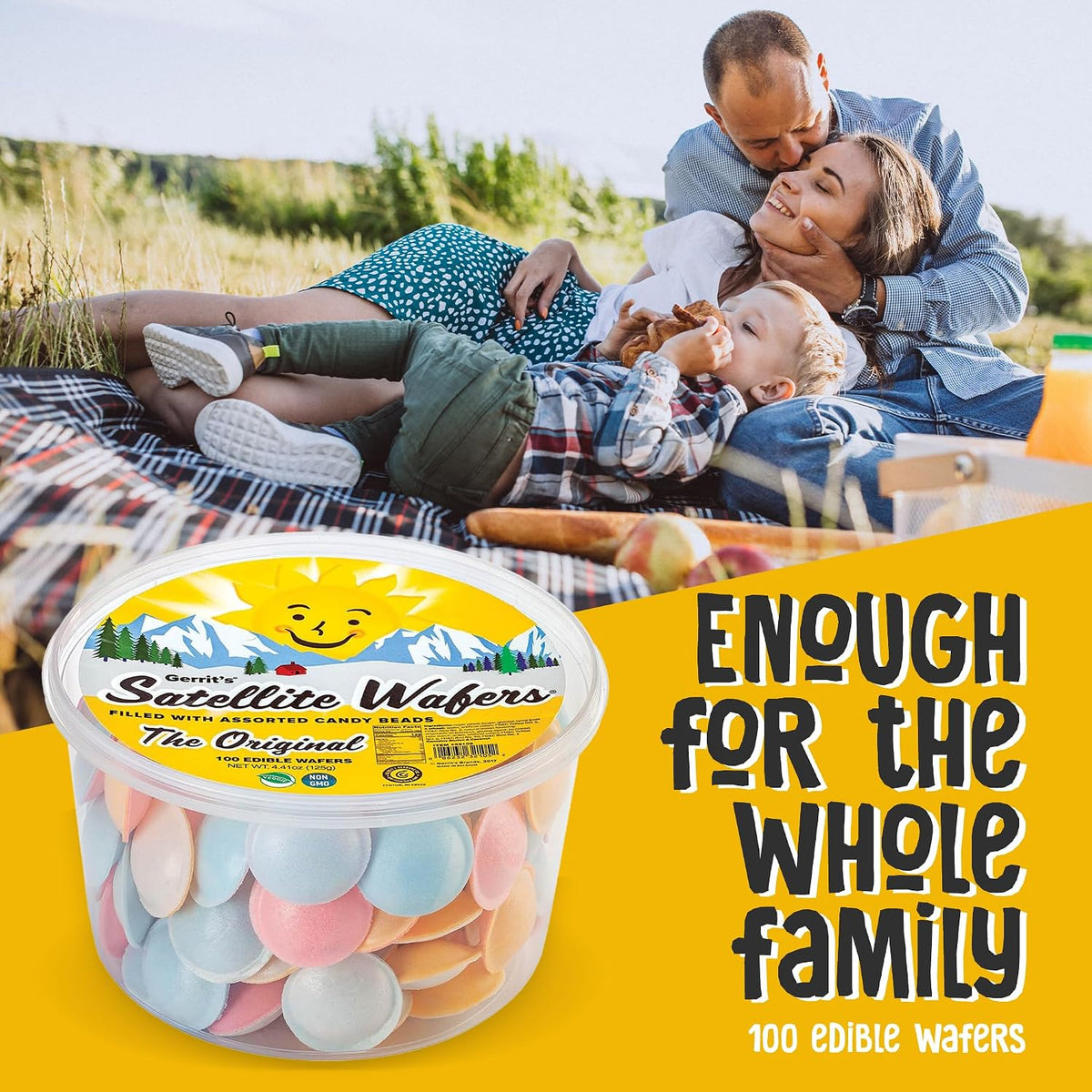 Gerrit's Original Satellite Wafers, Filled with Assorted Candy Beads, 100 Count Tub (4.41 oz)