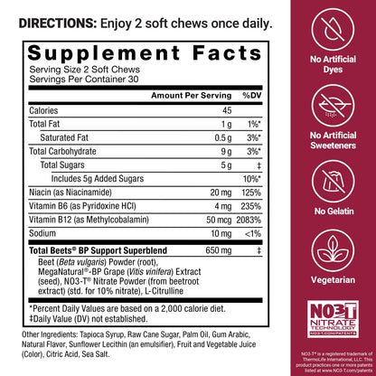Force Factor Total Beets Blood Pressure Support Nitric Oxide Supplement