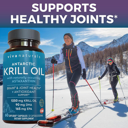 Viva Naturals Antarctic Krill Oil and Elderberry, Vitamin C, Zinc and Vitamin D3 5000 IU Bundle, 1250 mg of Krill Oil Providing Omega 3 EPA and DHA for Joint Health, Elderberry for Immune Support