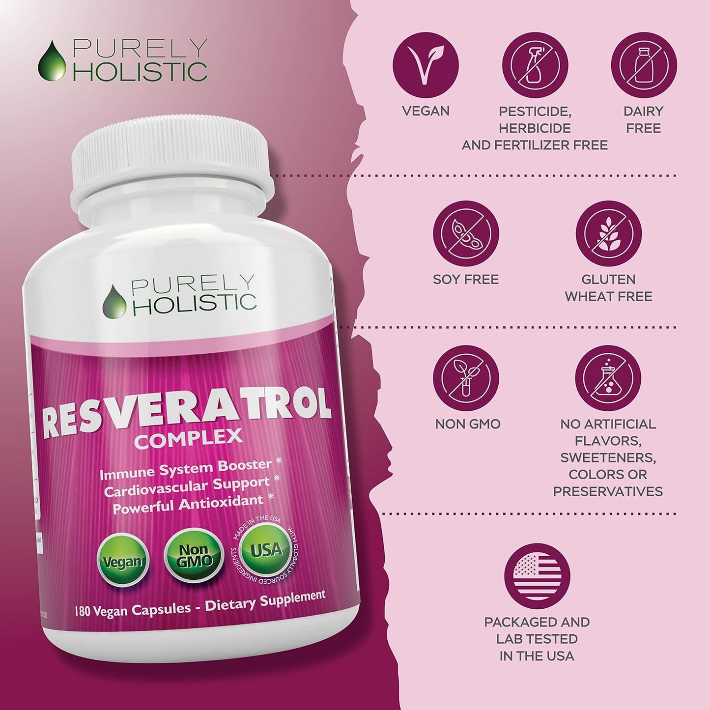 Resveratrol Supplement 1450mg, Extra Strength Trans Resveratrol Complex | Potent Antioxidant Support for Healthy Aging & Cellular Health with Polyphenol Blend, Vegan, 180 Capsules (3 Month Supply)