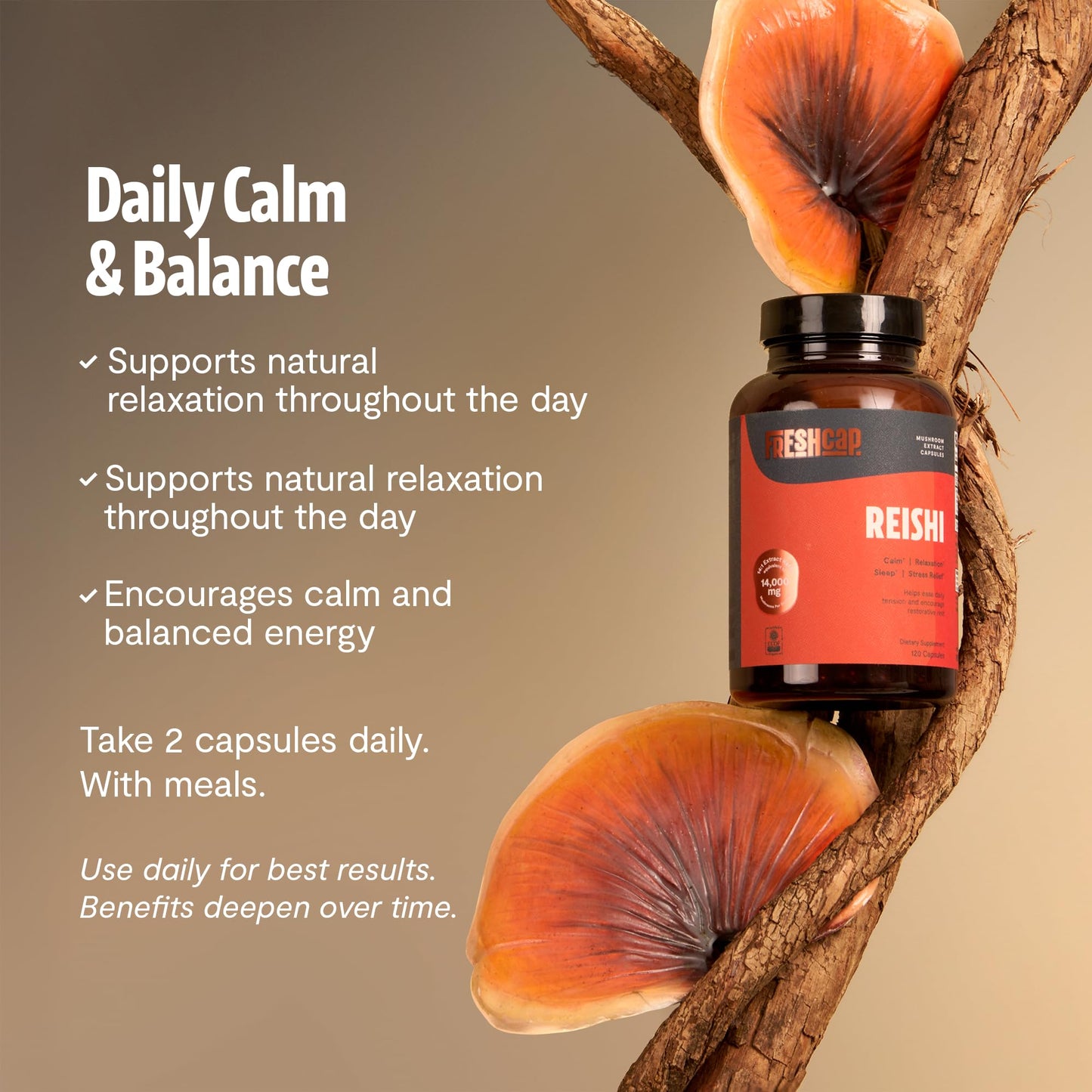 FreshCap Mushrooms Premium Organic Lions Mane Capsules - 14:1 Fruiting Body Extract with 31% Beta-Glucans - 3rd-Party Tested Nootropic for Clarity, Focus & Cognitive Support (120 Capsules)