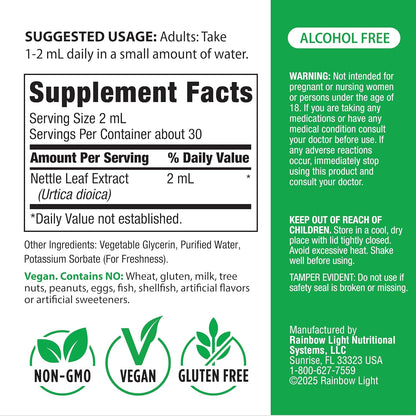 Rainbow Light Nettle Leaf Extract | 2 Fl Oz | Super Concentrated | Alcohol Free | Non-GMO and Gluten Free Herbal Supplement