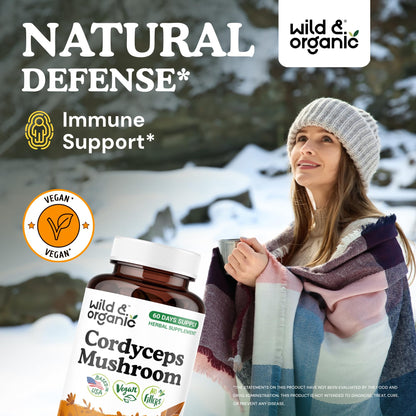 Wild & Organic Cordyceps Mushroom Tincture - Energy & Immune Support - Cordyceps Sinensis Extract Supplement - Liquid Mushroom Drops - Add to Tea & Mix with Powder - Sugar & Alcohol-Free - 4 fl oz