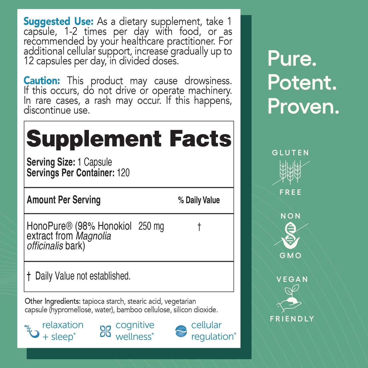 EcoNugenics – HonoPure – 120 Capsules | Professionally Formulated with 98% Pure Honokiol | Supports Cellular, Neurological & Cognitive Health | Safe, Effective & Highly Regarded Antioxidant