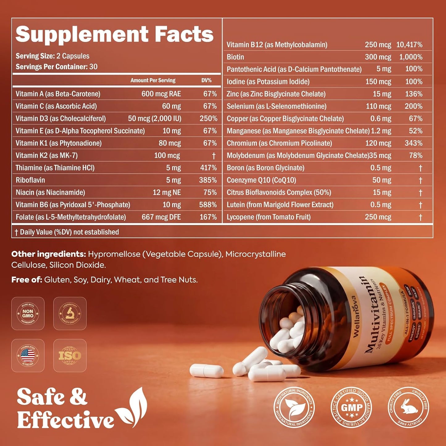 Multivitamin for Women & Men 50 and Over– Daily 26 Key Vitamins, Minerals | Daily 26 Key Vitamins, Minerals & Nutrients, All-in-1 Multivitamins For Women & Men, 60 Capsules