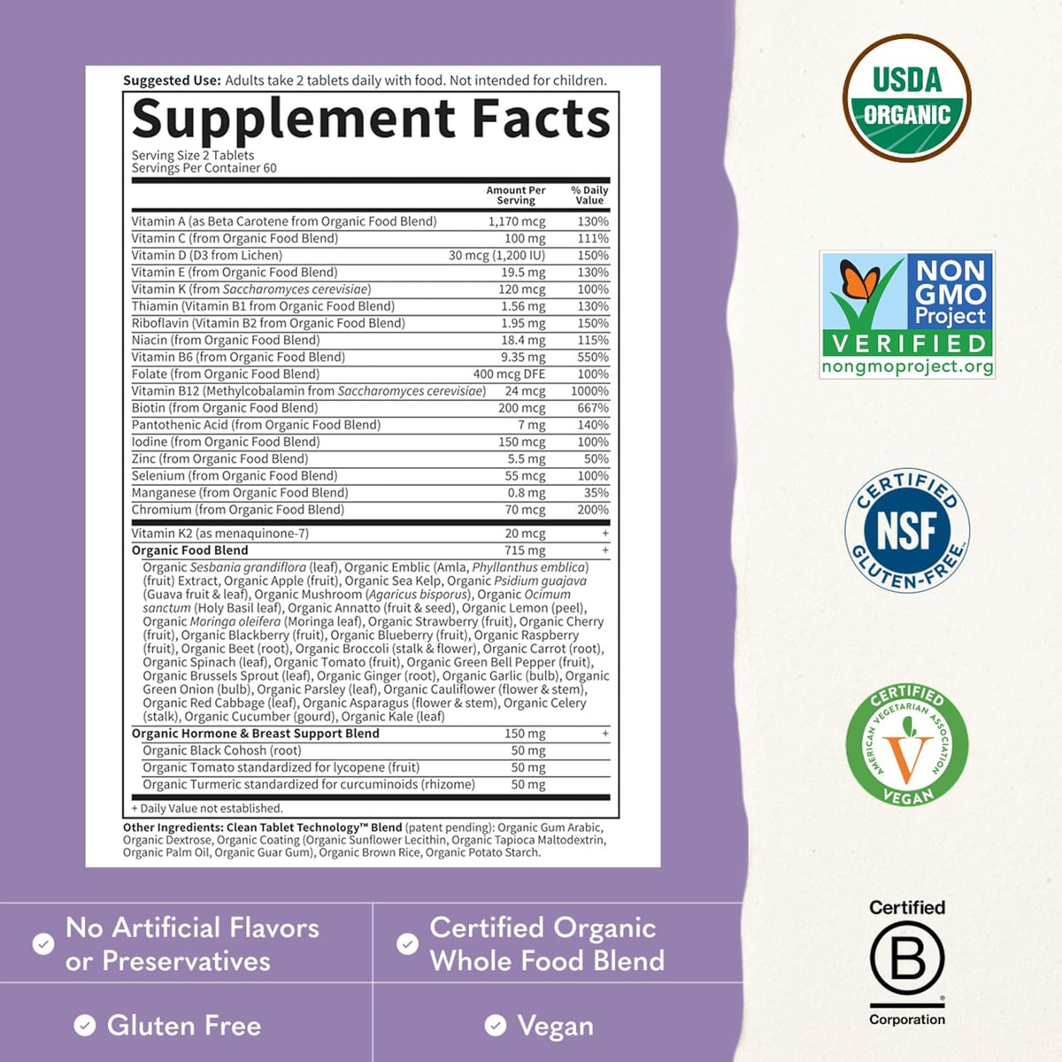 Garden of Life Organics Women 40+ Multivitamin, Vegan, 120 Tablets