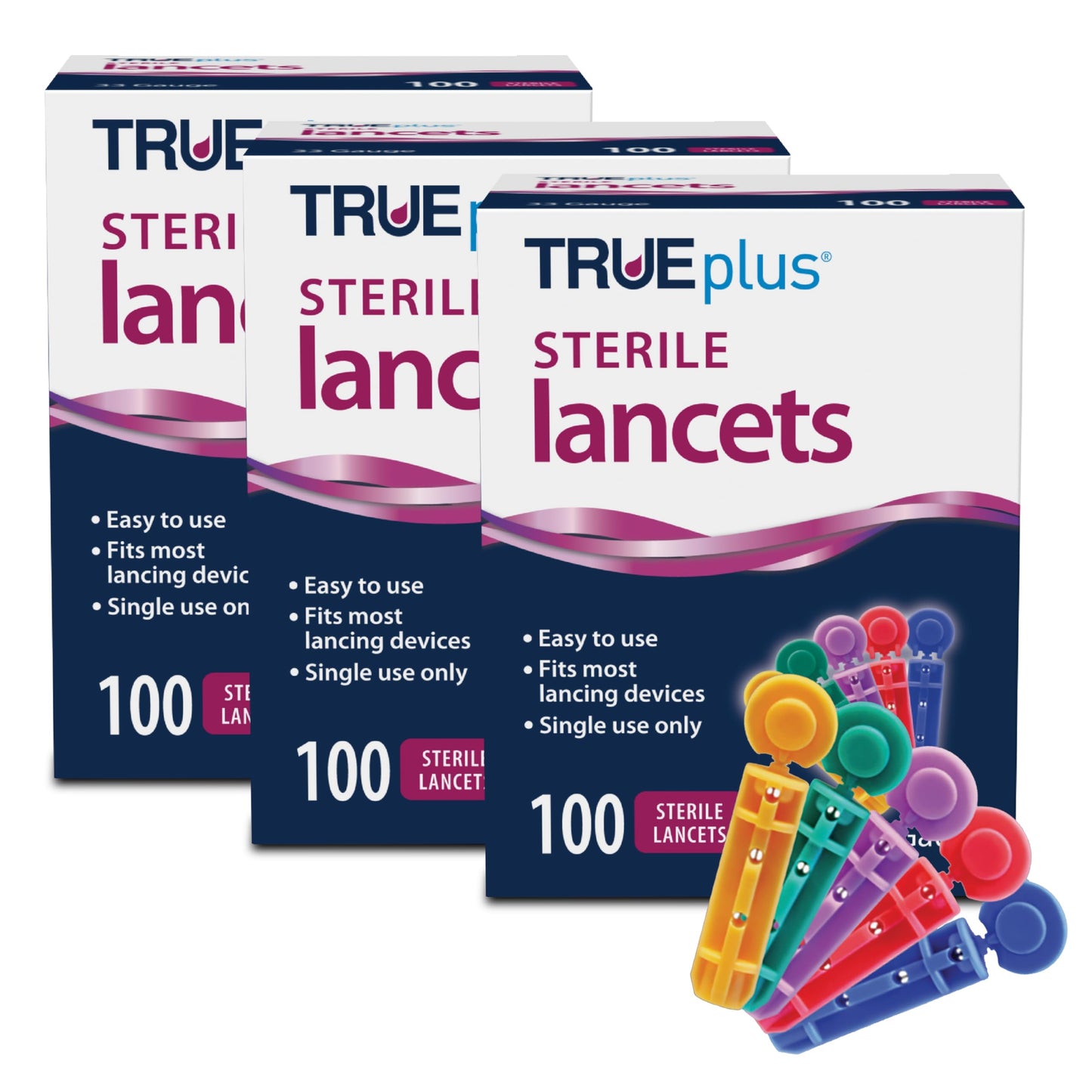 TRUEplus Single-Use Sterile Lancets Bundle, 28G, 300 Pack | Blood Lancets (Sterile, 28G, 4 cm total length) and TRUEplus Log Book, Supplies for Blood Glucose Testing at Home