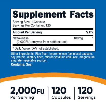 Nutricost Nattokinase 2,000FU, 120 Capsules - Gluten Free, Non-GMO, Vegetarian Friendly