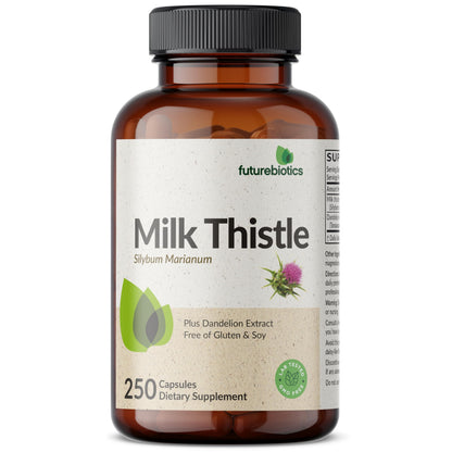 Futurebiotics Milk Thistle Silymarin Marianum & Dandelion Extract Liver Health Support, Antioxidant Support, Detox, 300 Capsules