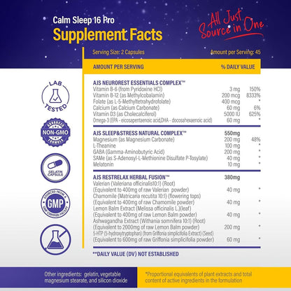 AJS Calm Mood Support, Sleep Aid, Stress Relief Capsules