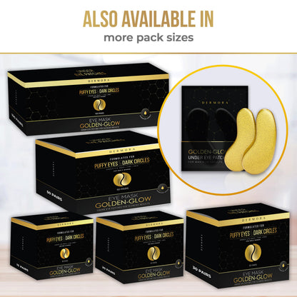 DERMORA Golden Glow Under Eye Patches (50 Pairs Eye Gels) - Rejuvenating Treatment