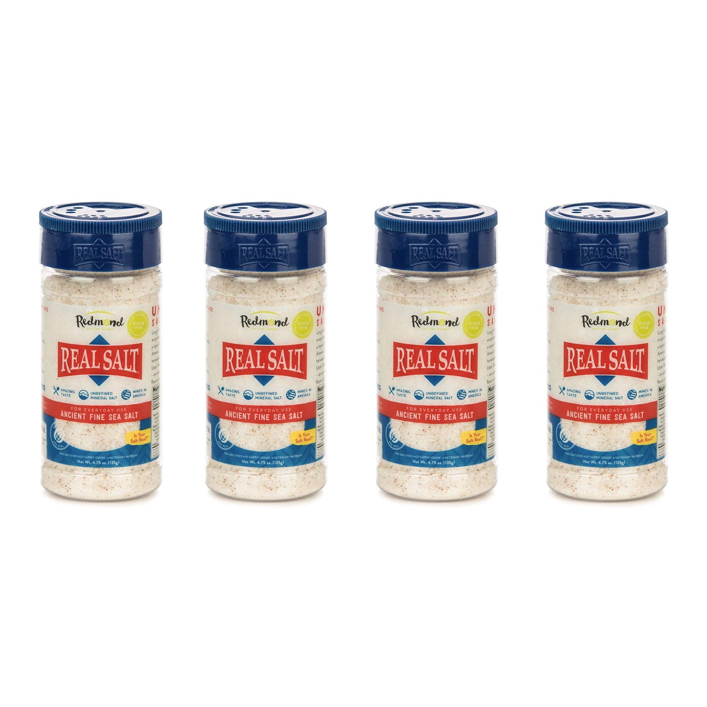 Redmond Real Sea Salt - Natural Unrefined Gluten Free Fine, 10 Ounce Shaker (2 Pack)
