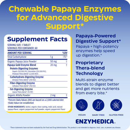 Enzymedica Papaya Gold - Papaya Enzymes Chewable - 120 Tablets