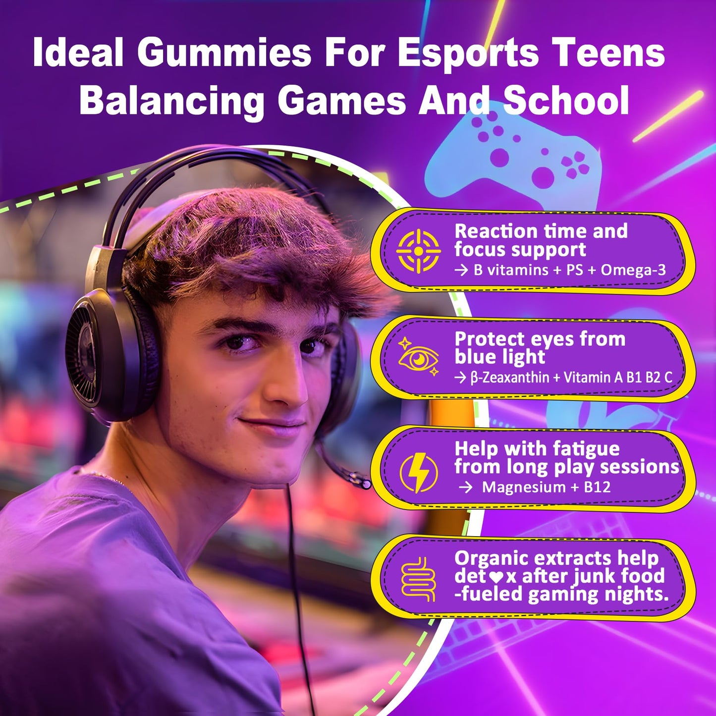 Nextdia Multivitamin Filled Gummies for Teen Boys Girls 12-17, 18, 19, Kids 10+ Multivitamin with Omega 3, Calcium + Magnesium + Zinc, Multi-Minerals for Adolescent 10-19S Brain, Bone, Energy, Immune