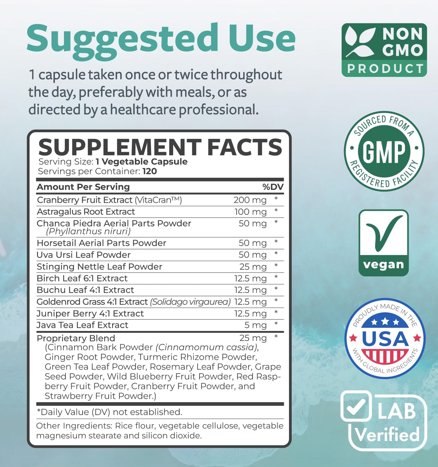 Kidney Cleanse Detox (Non-GMO) Support Healthy Urinary Tract- Powerful VitaCran Cranberry Extract & Herbs – Healthy Kidney Support Supplement - 60 Vegetarian Capsules (No Pills)
