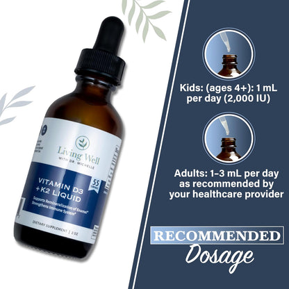 Liquid Vitamin D3 2000 IU with K2 + K1, Immune & Bone Support, 2 oz