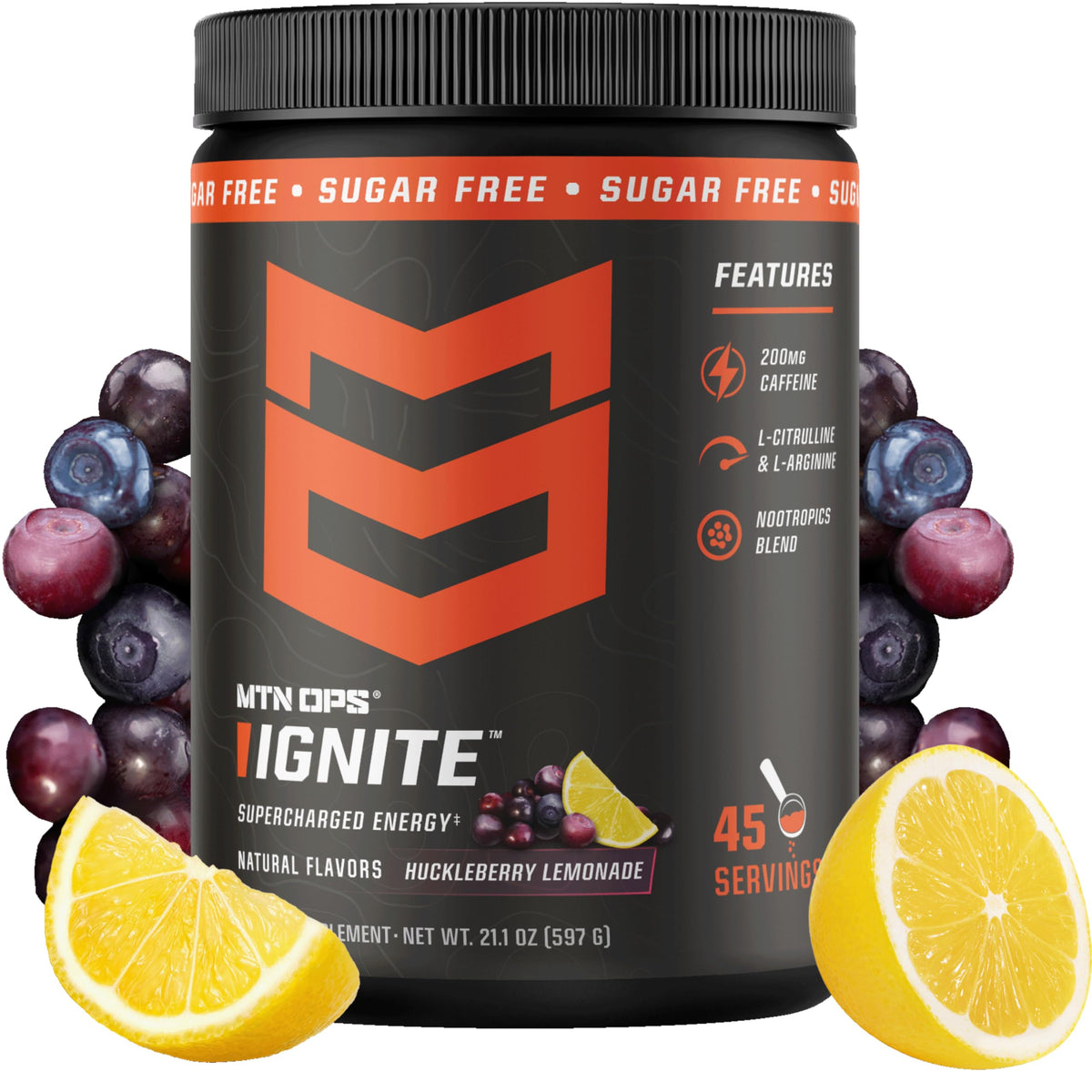 MTN OPS Ignite Energy Powder, Zero Sugar, Tiger's Blood