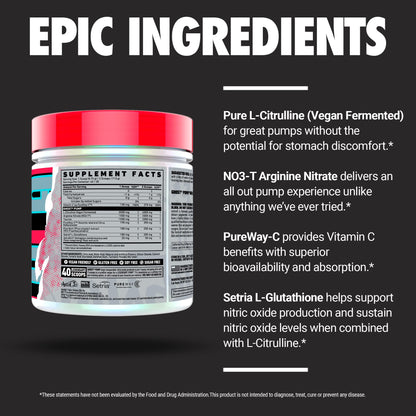 GHOST Pump Nitric Oxide Powder, Warheads Sour Watermelon - 40 Servings - Sugar & Stim-Free Pre-Workout Supplements- L-Citrulline, Arginine Nitrate & L-Glutathione - Soy & Gluten-Free, Vegan