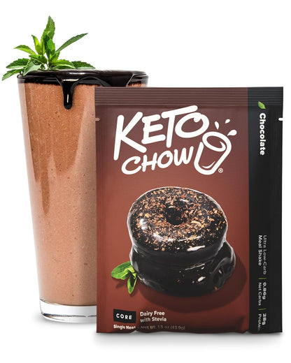 Keto Chow Chocolate CORE with Stevia Meal Replacement Shake Powder, 1 Meal