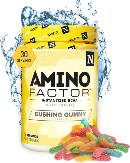 Nutrithority - BCAA Powder, Amino Factor (Gushing Gummy)
