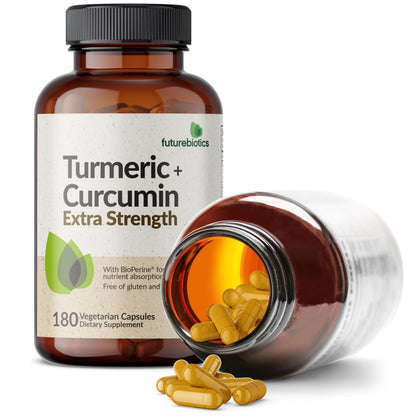 Futurebiotics Turmeric + Curcumin, Antioxidant, Joint & Digestion Support with BioPerine for Enhanced Nutrient Intake, Non-GMO, 90 Vegetarian Capsules