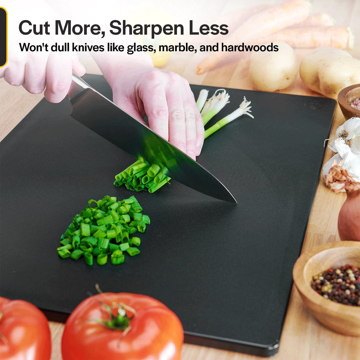Thirteen Chefs Cutting Boards for Kitchen - 24 x 18 x .5" Black Color Coded Plastic Cutting