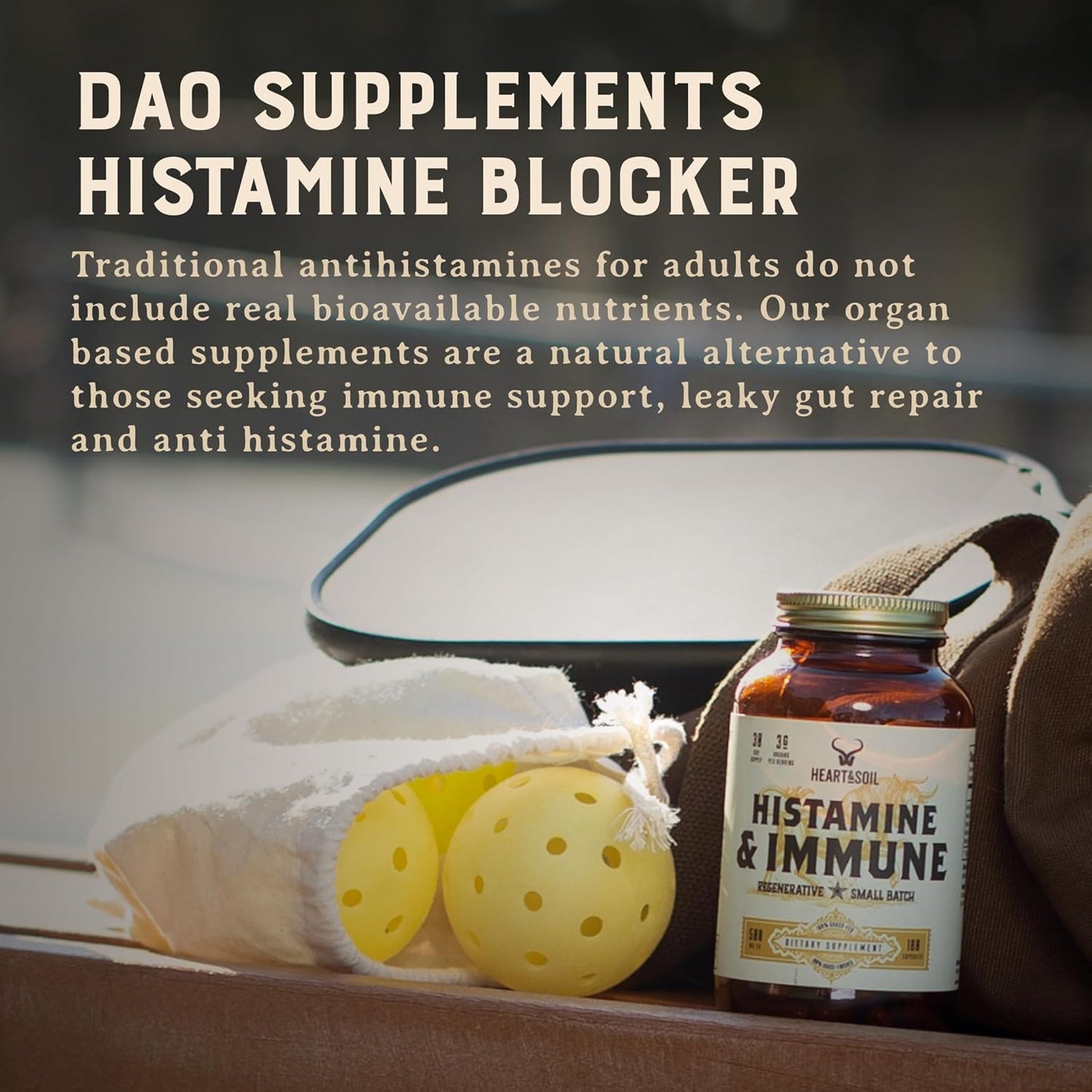 HEART & SOIL Histamine & Immune Support, 180 Capsules | 100% grass fed & finished from regenerative cattle with thymus, lung, spleen, liver & kidney. Immune defense.
