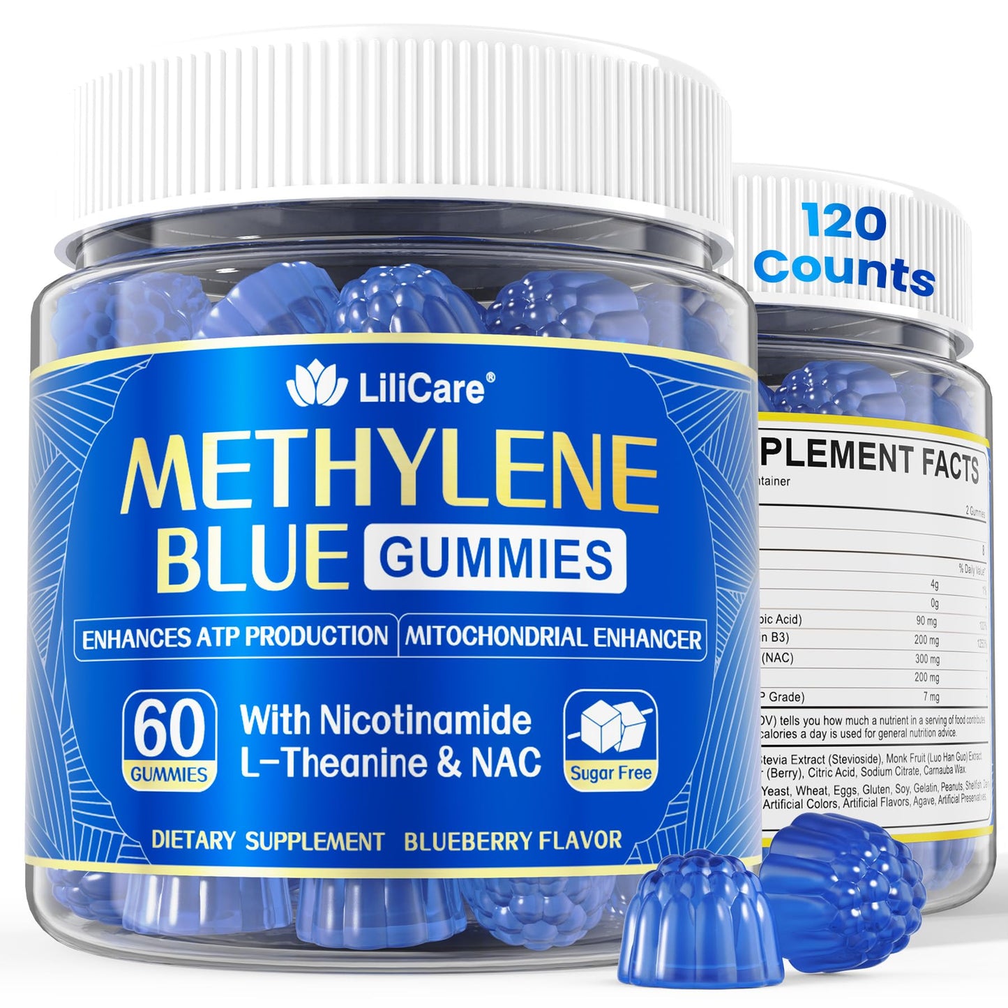 LILICARE Methylene Blue Gummies for Humans | Fast-Absorbing, Vegan, 120 Counts