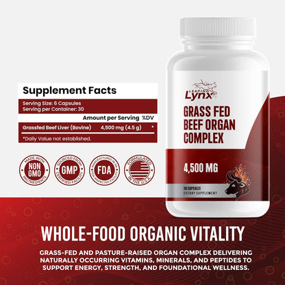 Grass Fed Beef Liver Capsules 4,500 mg – Desiccated Beef Liver Supplement – 180 Liver Capsules – Grassfed Beef Organ Supplement – Energy, Iron & Ancestral Whole Food Support – Non-GMO, ISO-Certified