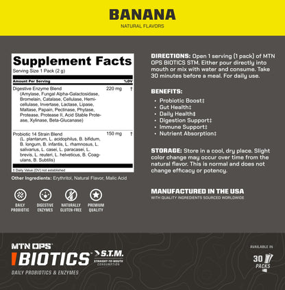 MTN OPS Biotics Daily Probiotic & Prebiotic for Gut Health, 60 Capsules