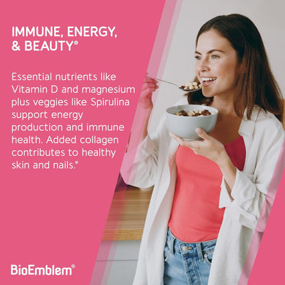 BioEmblem Women's Multivitamin - 21 Active Vitamins & Minerals - 90 Caps | Complete Daily Multi With Vitamin A, B12, B6, D3, Magnesium & Veggie Blends For Immunity, Energy, Hair, & Skin Support