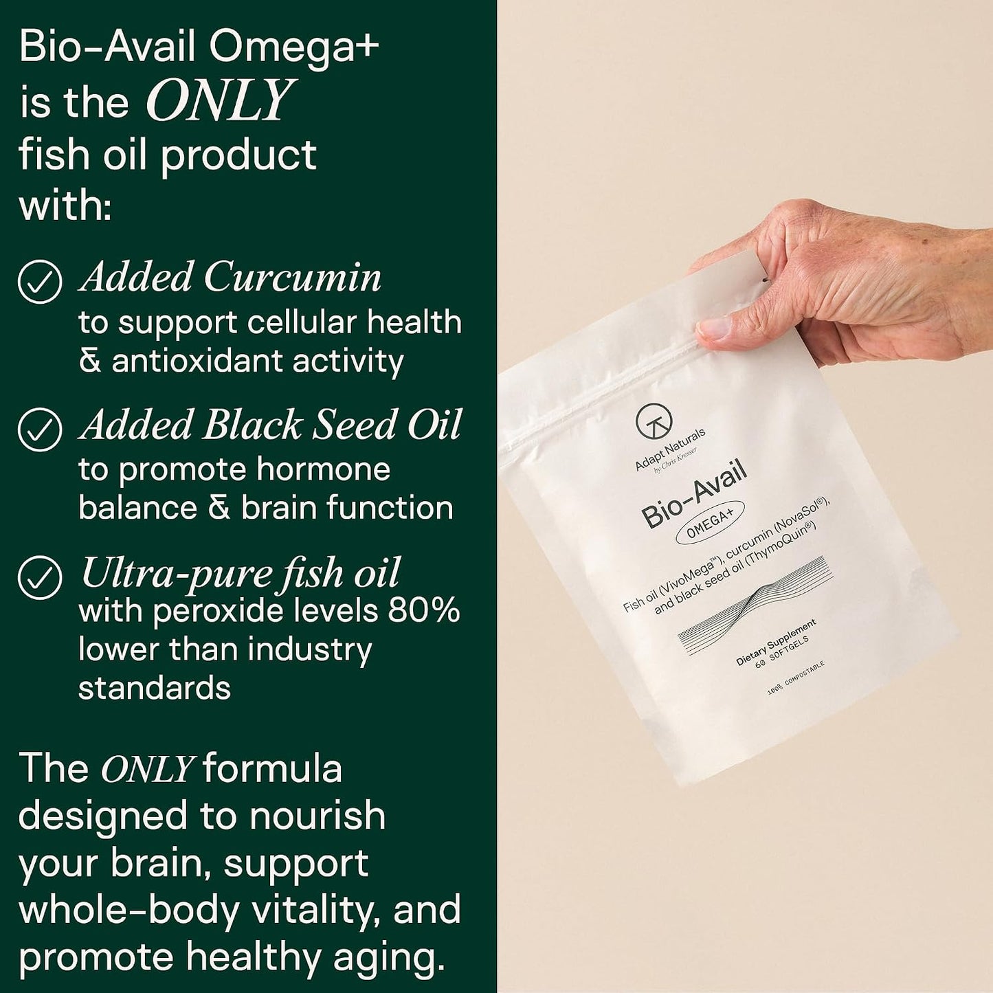 Adapt Naturals Brain & Body Wellness Bundle – Bio-Avail Omega+ Fish Oil & Luminous Mind Nootropic Supplement – 30-Day Supply