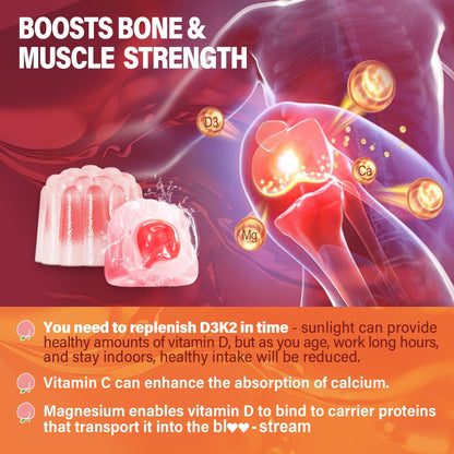 Vitamin D3 K2 Gummies 5000IU / 10,000 IU with 500mg Calcium + K2 (MK-7), Magnesium, Vitamin C & Zinc, For GLP-1 Users, Extra Strength - Ultimate Absorption for Bones, Muscles & Teeth, Vegan, 60Count