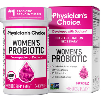 Physician's CHOICE Probiotics for Women - PH Balance, Digestive, UT, & Feminine Health - 50 Billion CFU - 6 Unique Strains for Her - Organic Prebiotics, Cranberry Extract+ - Women Probiotic - 30 CT