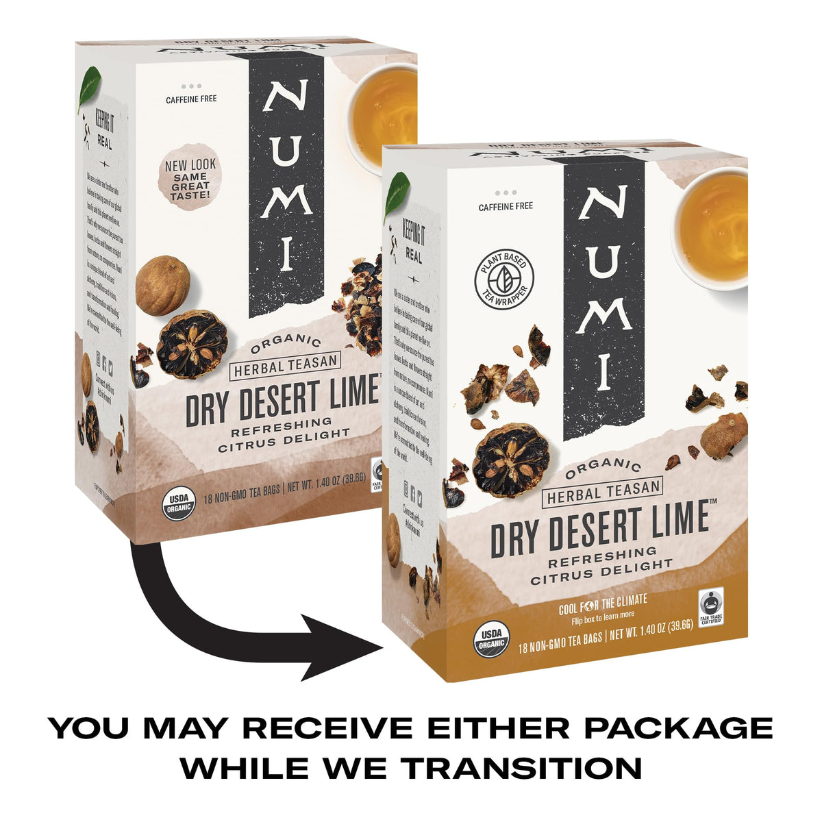 Numi Organic Dry Desert Lime Tea, 18 Tea Bags (Pack of 3), Herbal Tea, Traditional