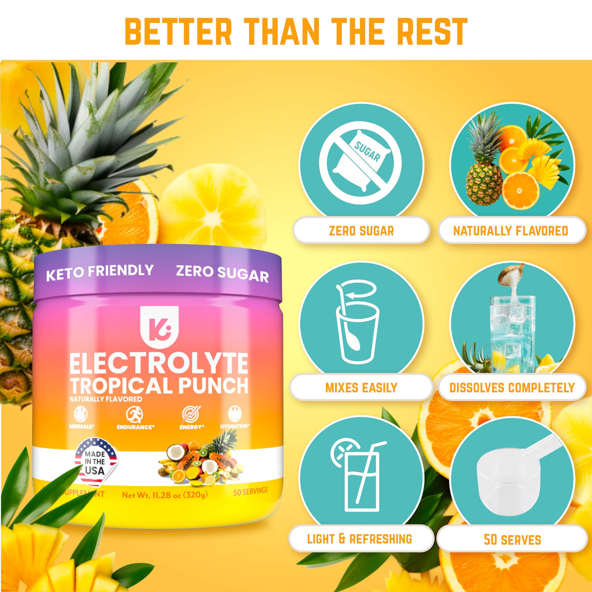 Keppi Keto Electrolytes Powder No Sugar | Zero Carbs | Made in USA | Advanced Hydration
