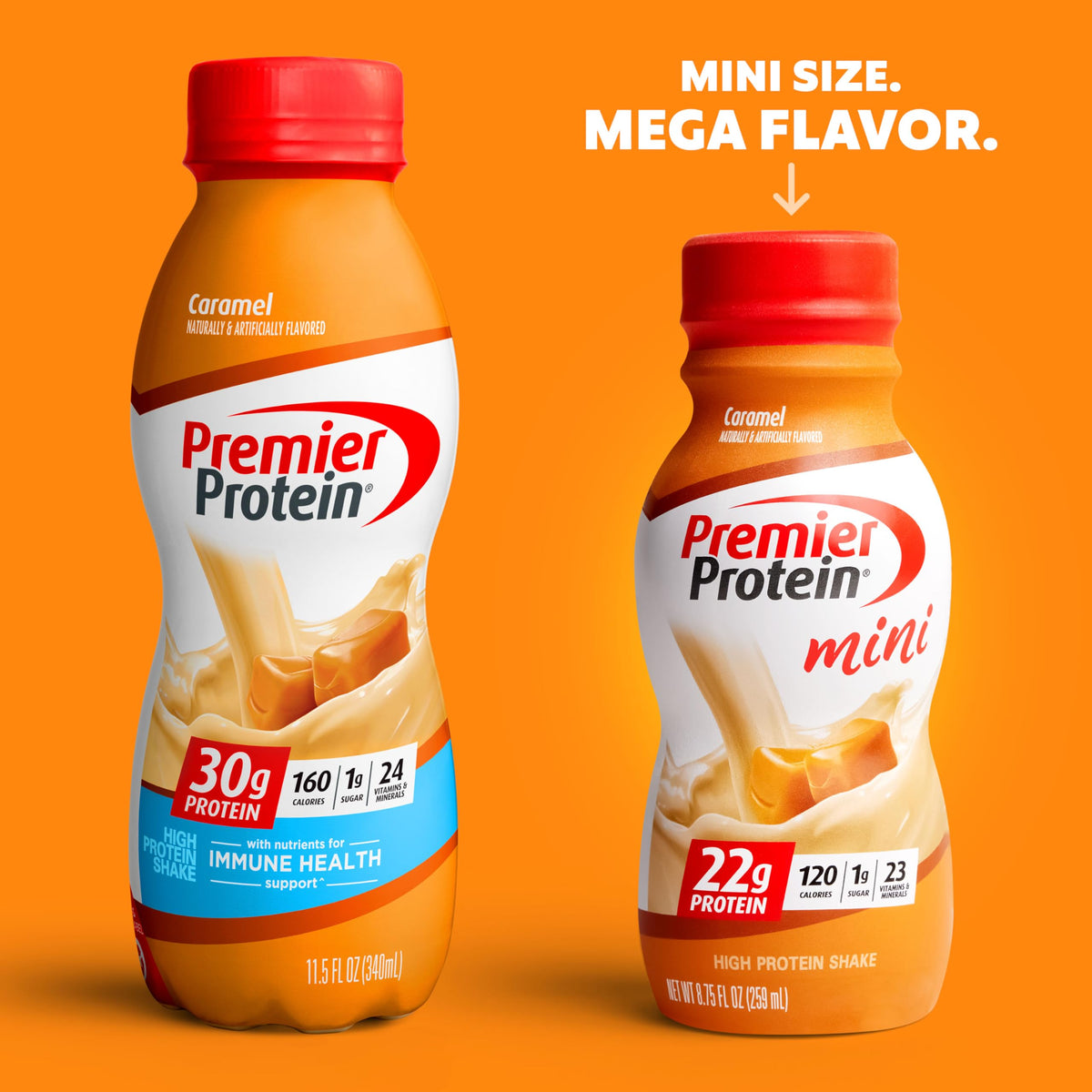 Premier Protein Shake MINIs, Caramel, 22g Protein, 120 Calories, 1g Sugar, 8.75fl oz